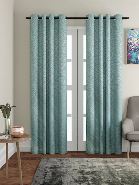 

VRINDA Blue Set of 2 Curtains and Sheers