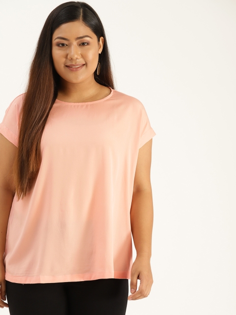 

Sztori Plus Size Women Peach-Coloured Solid Top