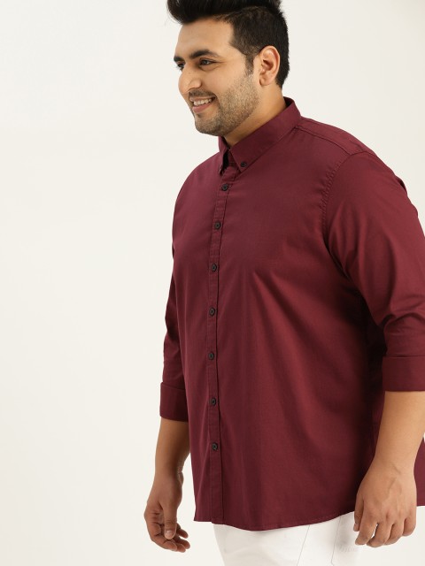 

Sztori Plus Size Men Maroon Regular Fit Solid Casual Shirt