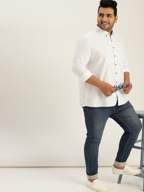 

Sztori Plus Size Men Off-White Regular Fit Solid Casual Shirt