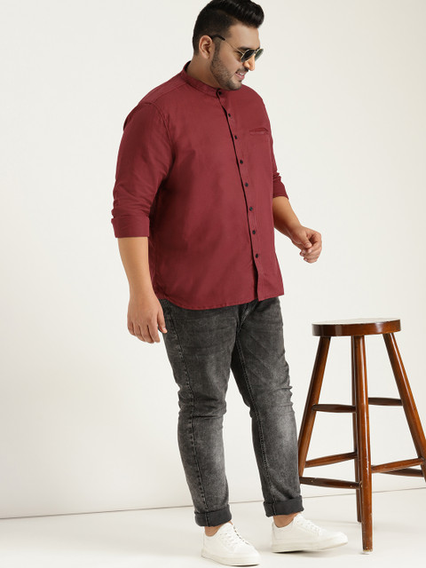 

Sztori Plus Size Men Maroon Regular Fit Solid Casual Shirt