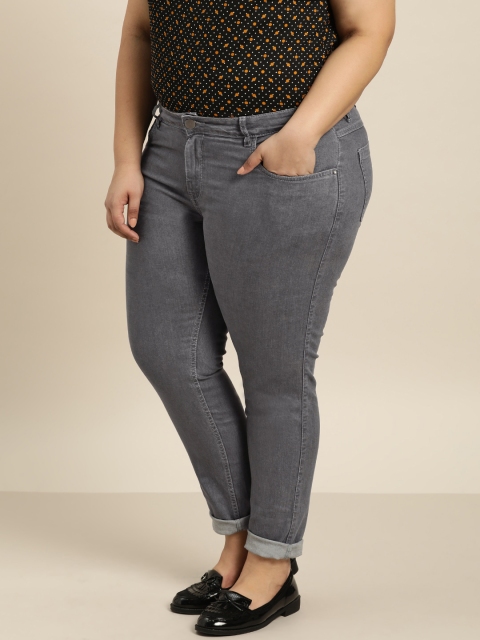 

Sztori Plus Size Women Grey Skinny Fit Mid-Rise Clean Look Stretchable Jeans