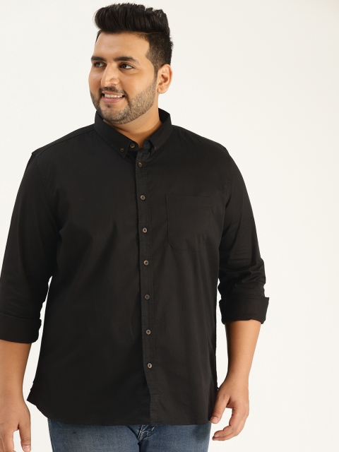 

Sztori Plus Size Men Black Regular Fit Solid Casual Shirt
