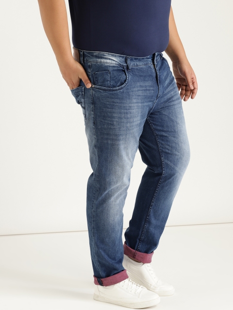 

Sztori Plus Size Men Blue Slim Tapered Fit Mid-Rise Clean Look Stretchable Jeans