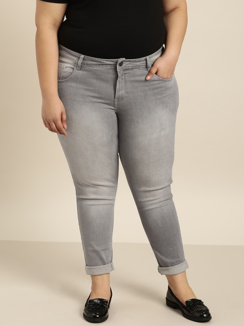

Sztori Plus Size Women Grey Skinny Fit Mid-Rise Clean Look Stretchable Jeans