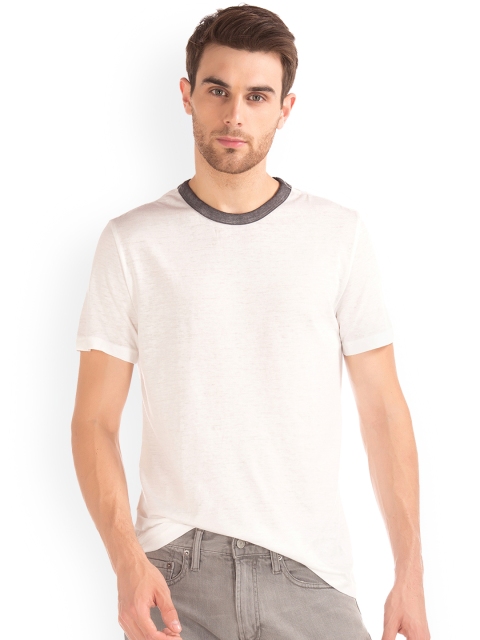 

GAP Men White Burnout Ringer Crew Neck