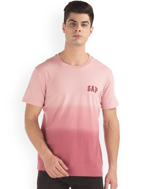 

GAP Men Pink Round Neck Dip Dyed T-Shirt