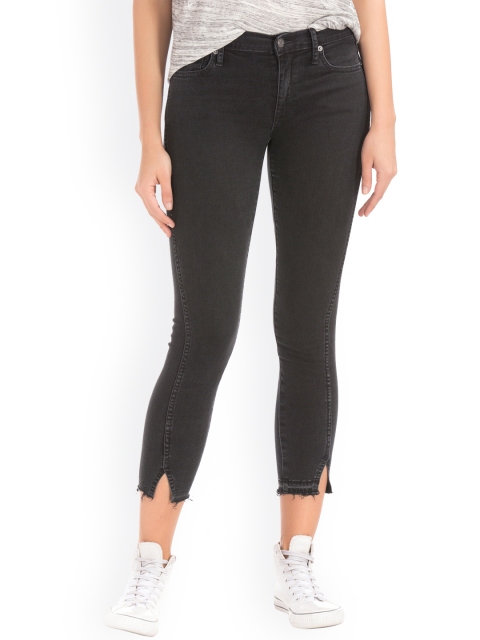 

GAP Women Black Mid Rise Twist Seam True Skinny Ankle Jeans