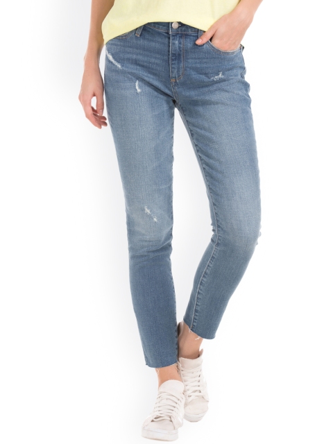 

GAP Women Blue Skinny Fit Low Distress Jeans