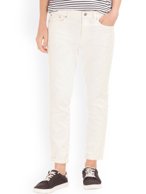 

GAP Women White Mid Rise Embroidered Best Girlfriend Jeans