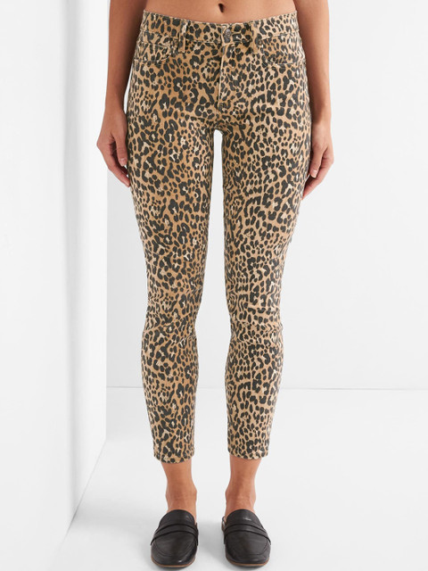 

GAP Women Beige Leopard True Skinny Ankle Jeans