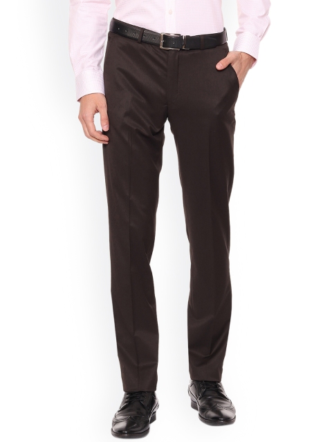 

Louis Philippe Permapress Men Brown Slim Fit Solid Formal Trousers