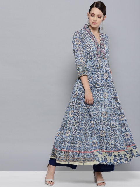 

Ritu Kumar Women Blue & Grey Printed A-Line Kurta