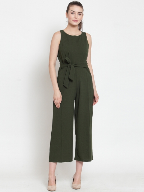 

Everlush Women Olive Green Solid Smart Casual Culotte Jumpsuit