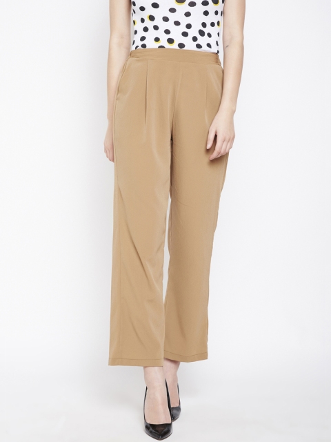 

Oxolloxo Women Brown Relaxed Regular Fit Solid Peg Trousers