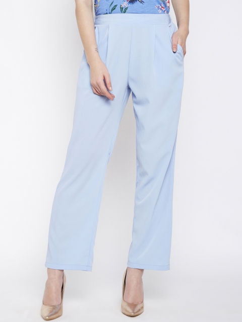 

Oxolloxo Women Blue Relaxed Regular Fit Solid Regular Trousers