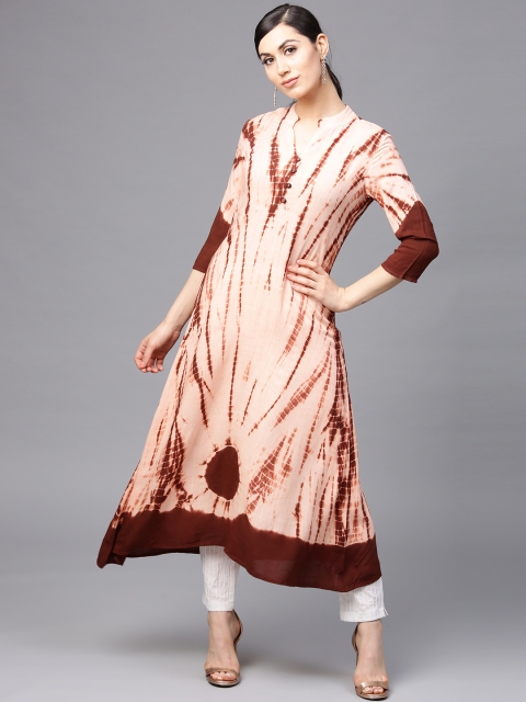 

AKS Women Peach-Coloured Dyed A-Line Kurta