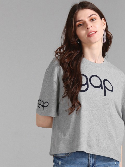 

GAP Women Grey Printed Round Neck T-shirt