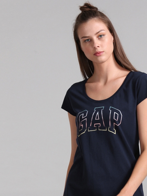 

GAP Women Navy blue Short Sleeve Logo Tee