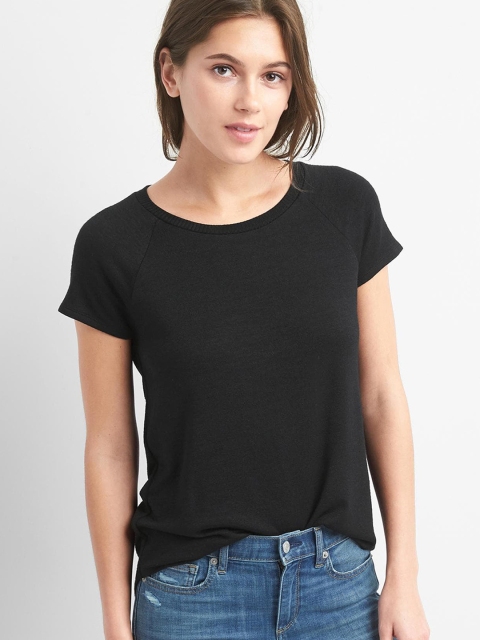 

GAP Women Black Softspun Cap Sleeve Tee