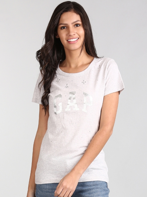 

GAP Women Grey Short Sleeve Jewel Tee