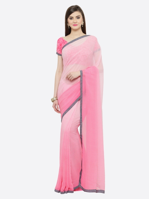 

Shaily Women Pink Printed Pure Georgette Saree
