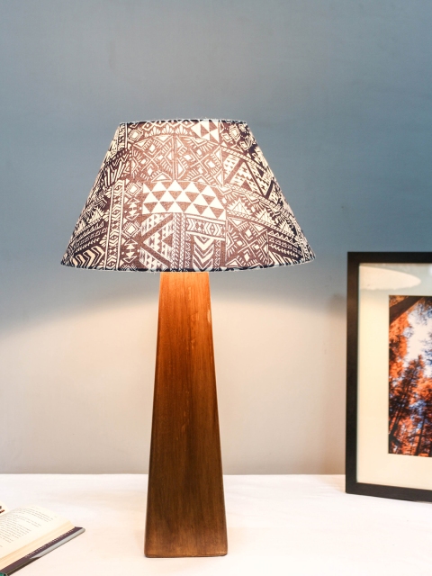 

Grated Ginger Brown & Black Printed Handcrafted Table Top Lamp with Shade