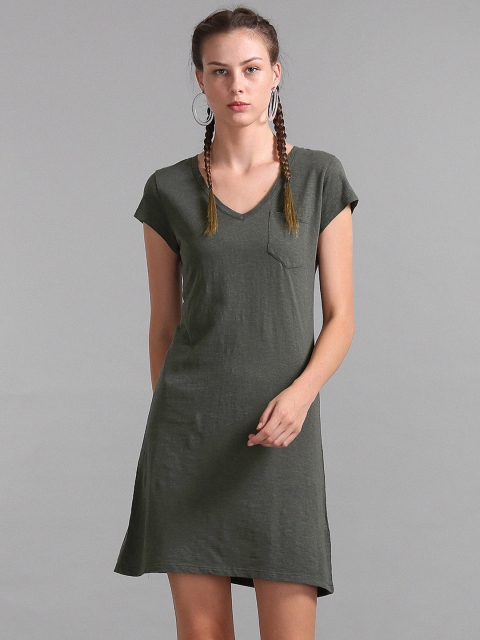 

GAP Olive Green V-Neck Tee Dress