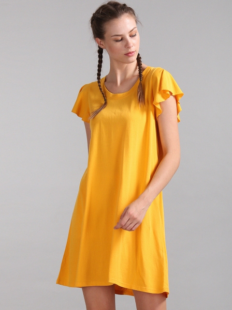 

GAP Women Yellow Flutter Sleeve Swing Dress