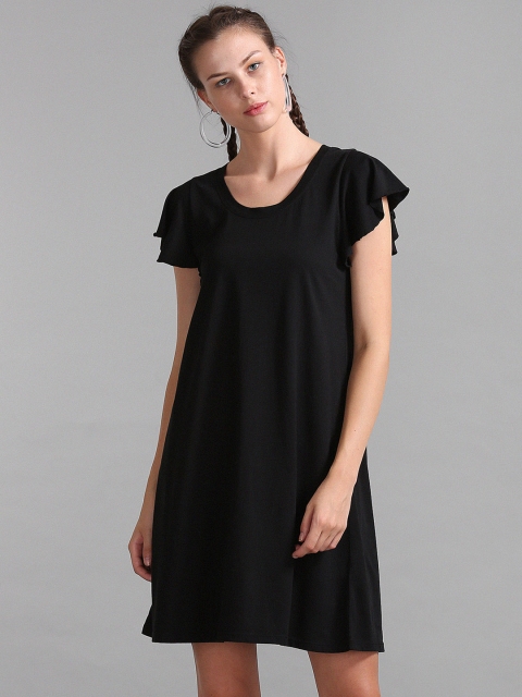 

GAP Women Black Flutter Sleeve Swing Dress