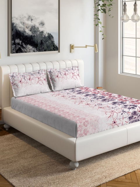 

DDecor Red & White Floral 150 TC Cotton 1 King Bedsheet with 2 Pillow Covers
