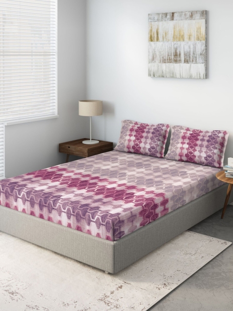 

DDecor Red & White Abstract 140 TC Cotton 1 Queen Bedsheet with 2 Pillow Covers