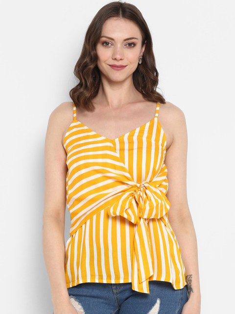 

MIAMINX Women Yellow Striped Top