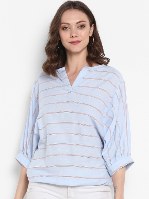 

MIAMINX Women Blue Striped Top