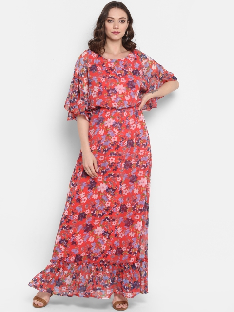 

MIAMINX Women Red Printed Maxi Dress