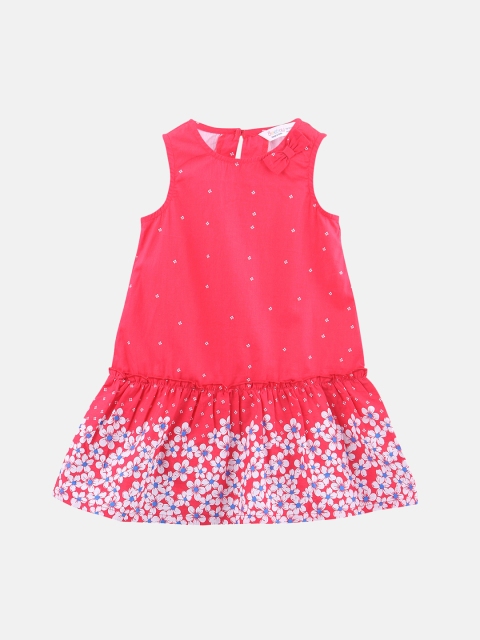 

Beebay Girls Red Printed Drop-Waist Dress