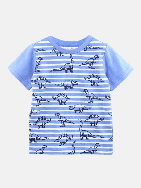 

Beebay Boys Blue Printed Round Neck Pure Cotton T-shirt