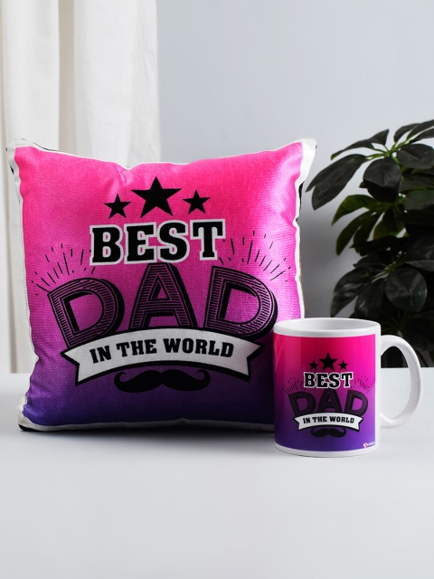 

Archies Unisex Pink & Purple Printed Mug & Cushion Set