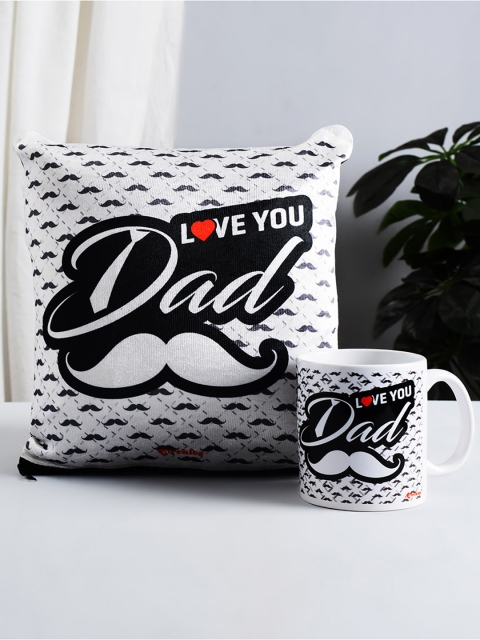 

Archies White & Black Printed Mug & Cushion Set