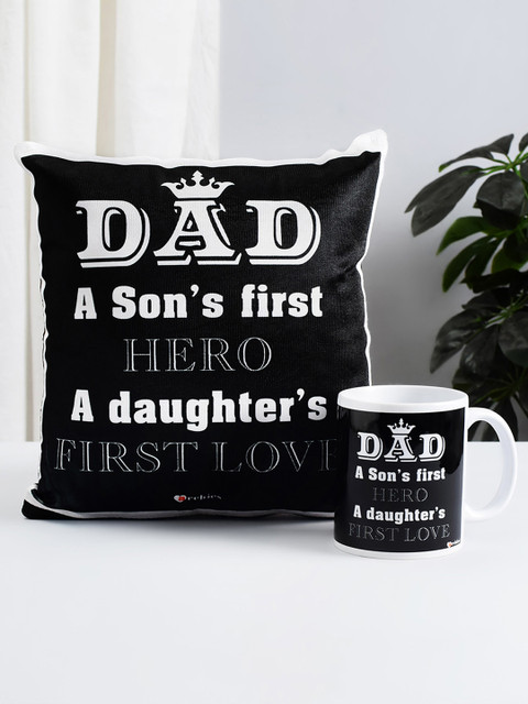 

Archies White & Black Printed Mug & Cushion Set