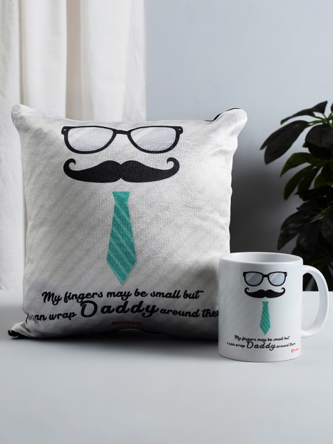 

Archies White & Black Printed Mug & Cushion Set