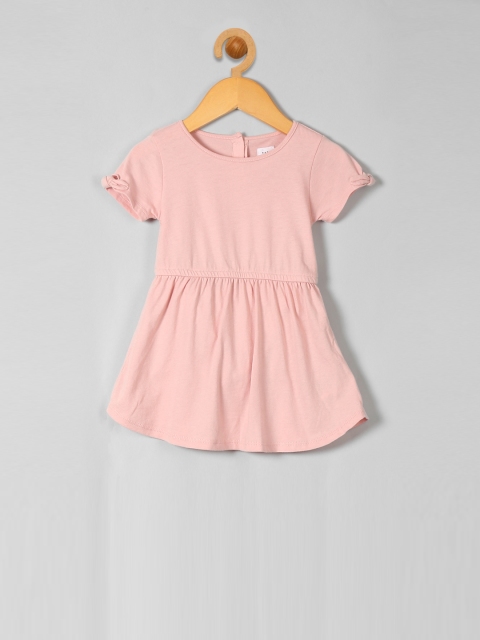 

GAP Girls Pink Solid Baby Knot-Sleeve T-Shirt Dress