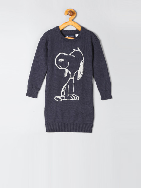

GAP Girls Navy Blue Peanuts& Intarsia Graphic Sweater Dress