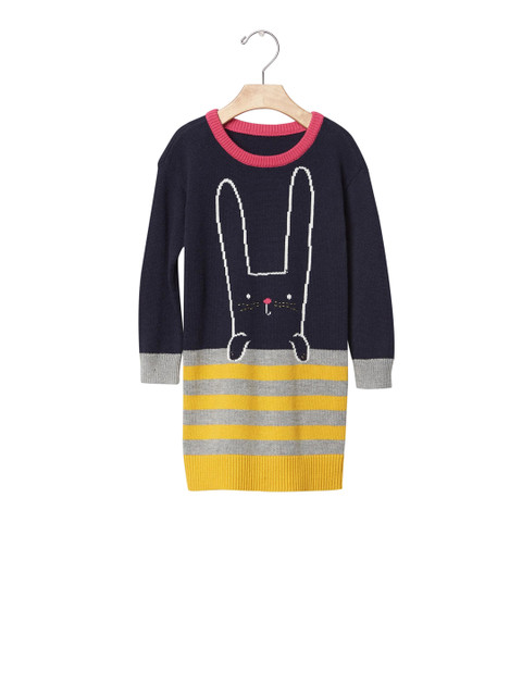 

GAP Girls Blue Intarsia Bunny Sweater Dress