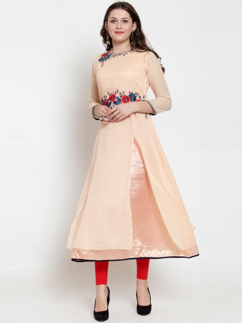 

Kiaasa Women Peach-Coloured Embroidered Anarkali Kurta