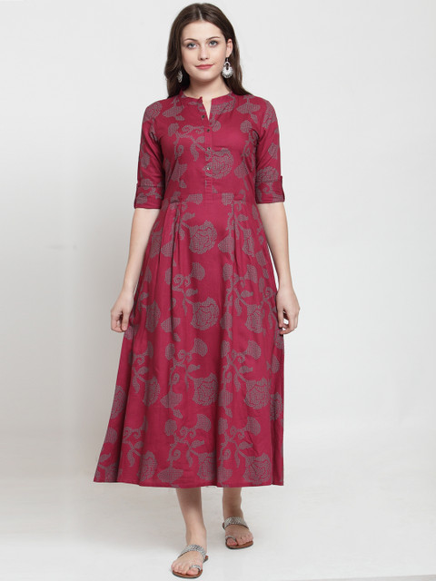 

Kiaasa Women Maroon Floral Print Fit and Flare Dress