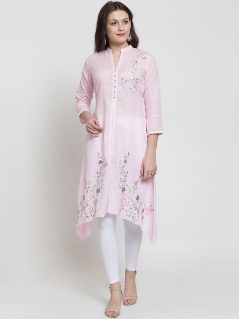 

Kiaasa Women Pink Embroidered A-Line Kurta