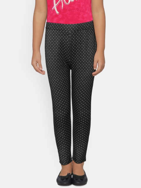 

Natilene Girls Charcoal Grey Printed Treggings