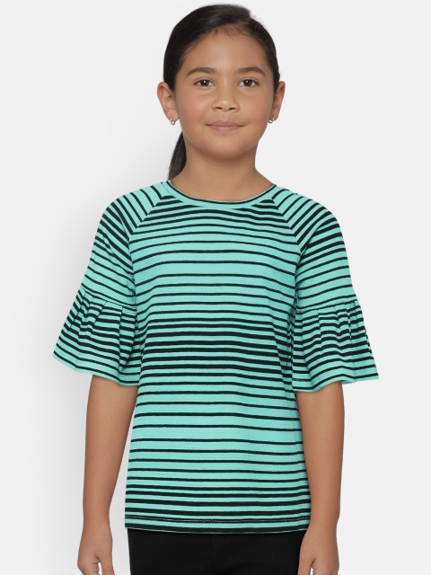 

Natilene Girls Green & Black Striped Top