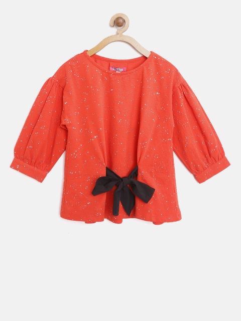 

Natilene Girls Orange Printed Top